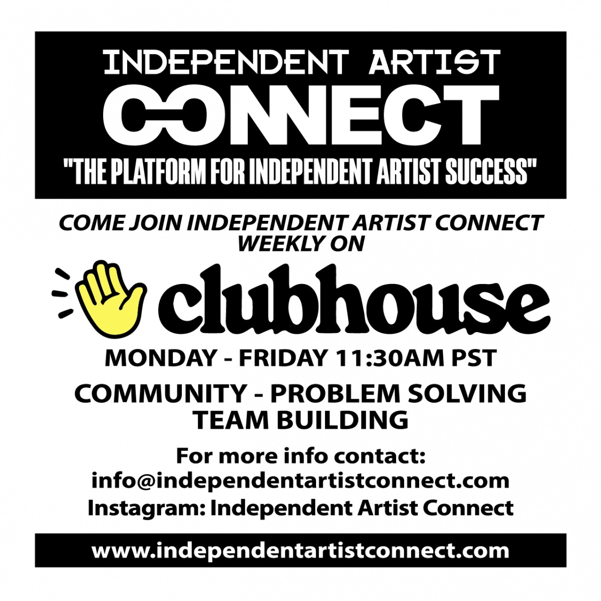 Event: JOIN US ON CLUB HOUSE WEEKLY!